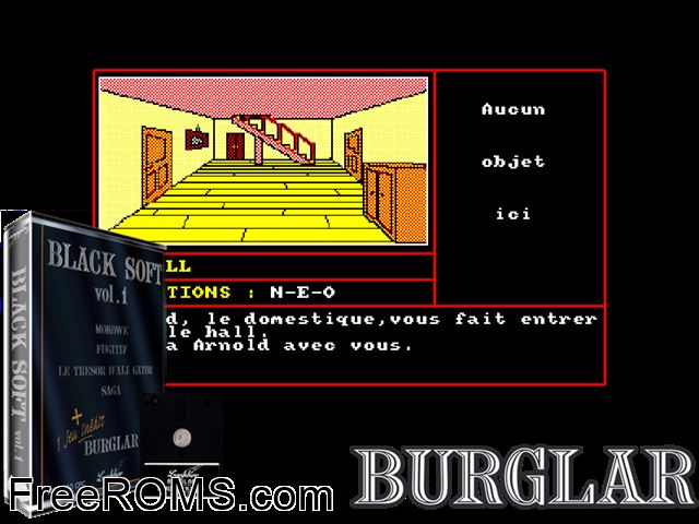 Burglar (F) (1991) (Disk 2 of 2) Amstrad CPC game showing 3D box cover and gameplay screenshot