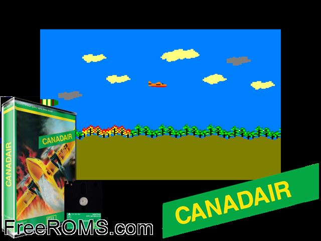 Canadair (F) (1987) Amstrad CPC game showing 3D box cover and gameplay screenshot