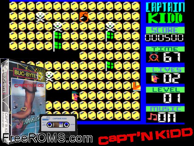 Captain Kidd (UK) (1985) Amstrad CPC game showing 3D box cover and gameplay screenshot