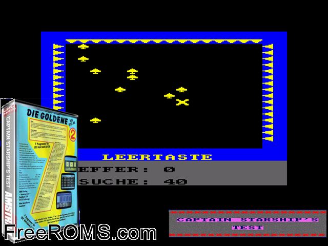 Captain Starship's Test (G) (1986) Amstrad CPC game showing 3D box cover and gameplay screenshot