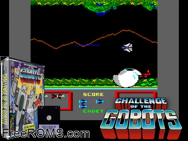 Challenge of the Gobots (UK) (1987) Amstrad CPC game showing 3D box cover and gameplay screenshot