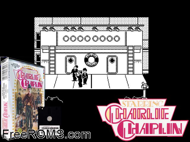 Charlie Chaplin (UK) (1987) Amstrad CPC game showing 3D box cover and gameplay screenshot