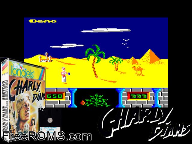 Charly Diams (UK) (1987) Amstrad CPC game showing 3D box cover and gameplay screenshot