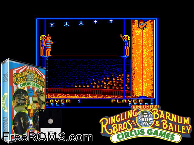 Circus Games (UK) (1989) (Disk 2 of 2) Amstrad CPC game showing 3D box cover and gameplay screenshot