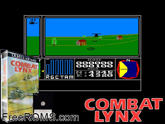 Combat Lynx (UK) (1985) Amstrad CPC game showing 3D box cover and gameplay screenshot