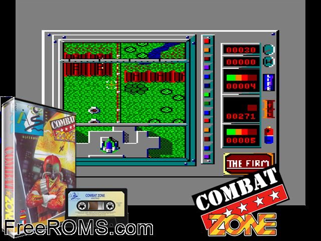 Combat Zone Mentor (UK) (1987) Amstrad CPC game showing 3D box cover and gameplay screenshot
