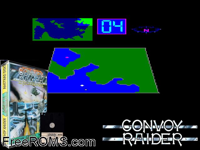 Convoy Raider (UK) (1987) Amstrad CPC game showing 3D box cover and gameplay screenshot