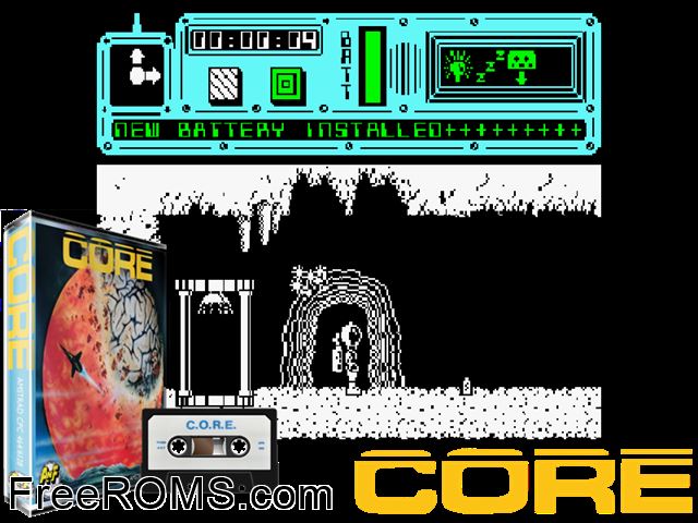Core (UK) (1986) Amstrad CPC game showing 3D box cover and gameplay screenshot