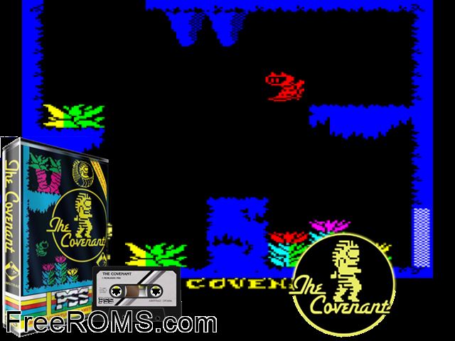 Covenant - Le Survivant, The (UK) (1985) Amstrad CPC game showing 3D box cover and gameplay screenshot