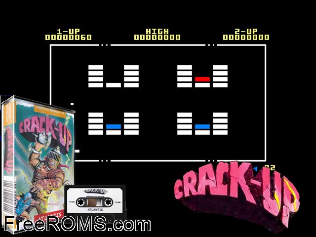 Crack Up (UK) (1989) Amstrad CPC game showing 3D box cover and gameplay screenshot