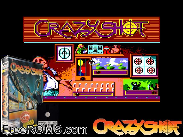 Crazy Shoot (UK) (1989) Amstrad CPC game showing 3D box cover and gameplay screenshot