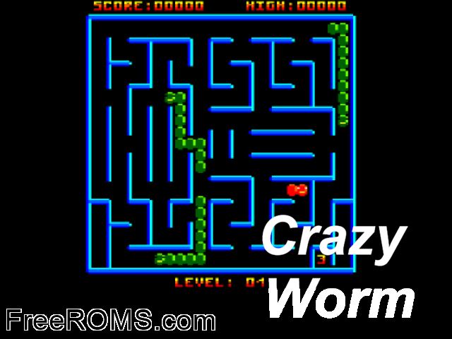 Crazy Worm (UK) (1989) Amstrad CPC game showing 3D box cover and gameplay screenshot