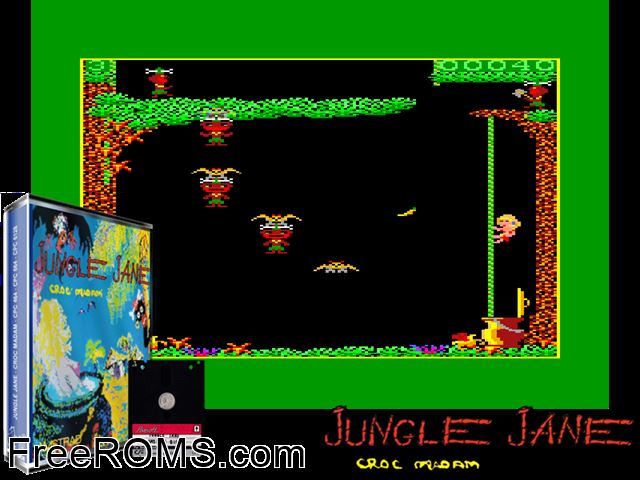 Croc Madam - Jungle Jane (F) (1986) Amstrad CPC game showing 3D box cover and gameplay screenshot