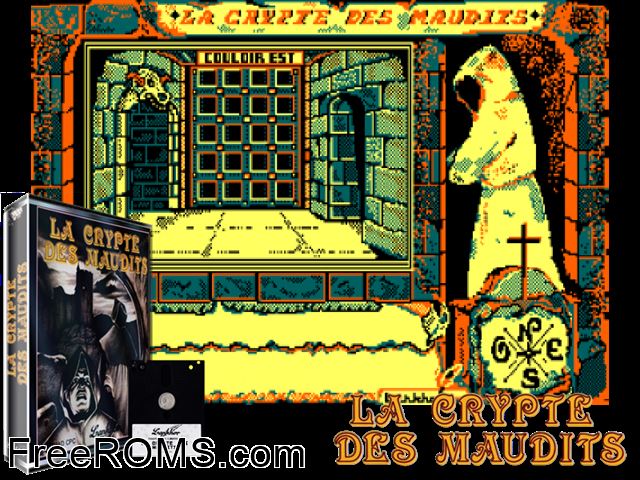 Crypte des Maudits, La (F) (1991) (Disk 2 of 2) Amstrad CPC game showing 3D box cover and gameplay screenshot