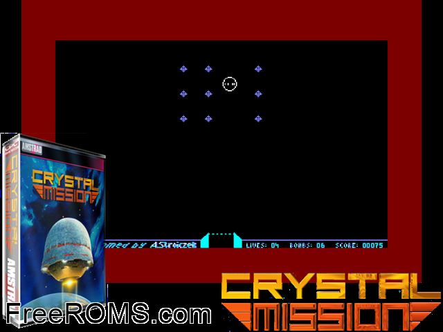 Crystal Mission (UK,F) (19xx) Amstrad CPC game showing 3D box cover and gameplay screenshot