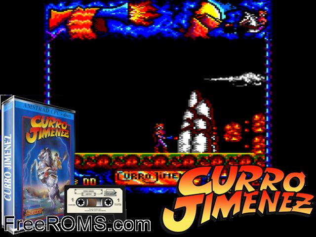 Curro Jiminez (S) (1989) Amstrad CPC game showing 3D box cover and gameplay screenshot