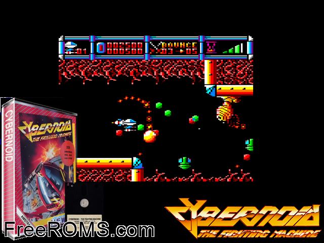 Cybernoid (UK) (1988) Amstrad CPC game showing 3D box cover and gameplay screenshot