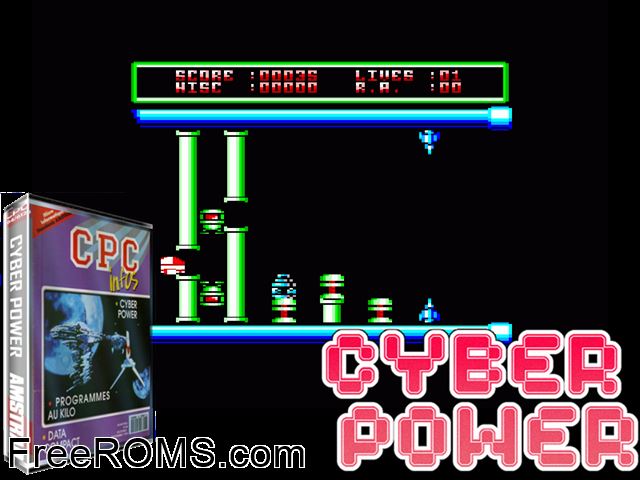 Cyber Power (F) (1992) (PD) Amstrad CPC game showing 3D box cover and gameplay screenshot