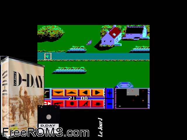 D-Day (F) (1992) Amstrad CPC game showing 3D box cover and gameplay screenshot