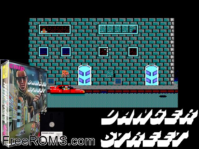 Danger Street (F) (1987) Amstrad CPC game showing 3D box cover and gameplay screenshot