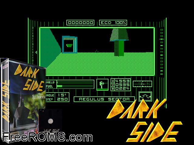 Dark Side (UK) (1988) Amstrad CPC game showing 3D box cover and gameplay screenshot