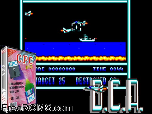 DCA (F) (1991) Amstrad CPC game showing 3D box cover and gameplay screenshot
