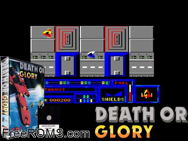 Death Or Glory (UK) (1987) Amstrad CPC game showing 3D box cover and gameplay screenshot