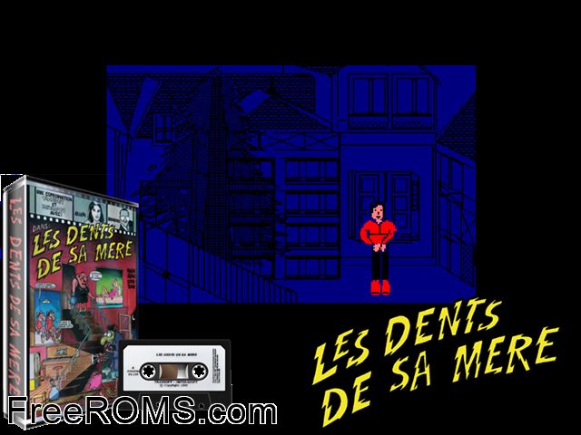 Dents de Sa Mere, Les (F) (1986) Amstrad CPC game showing 3D box cover and gameplay screenshot