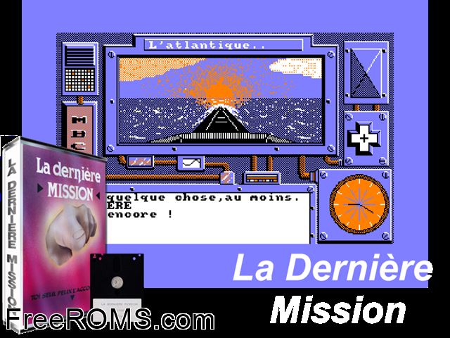 Derniere Mission, La (F) (1988) (Disk 1 of 2) Amstrad CPC game showing 3D box cover and gameplay screenshot