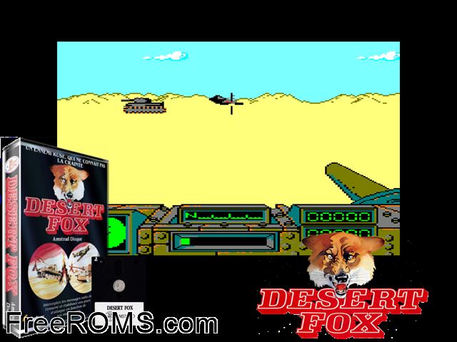 Desert Fox (UK) (1986) Amstrad CPC game showing 3D box cover and gameplay screenshot