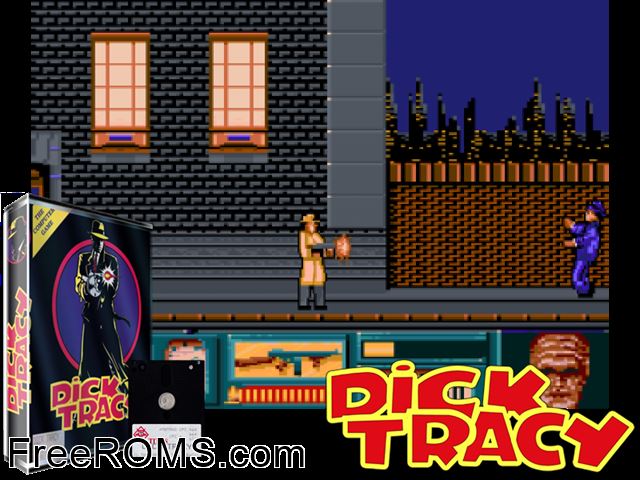 Dick Tracy (UK) (1990) Amstrad CPC game showing 3D box cover and gameplay screenshot