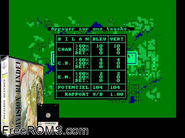Division Blindee (F) (19xx) (Disk 1 of 2) Amstrad CPC game showing 3D box cover and gameplay screenshot