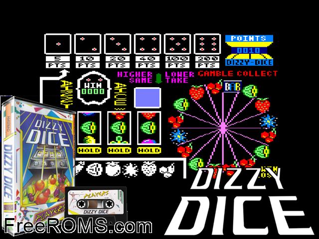 Dizzy Dice (UK) (1987) Amstrad CPC game showing 3D box cover and gameplay screenshot