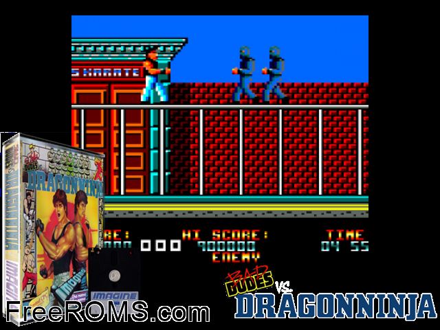 Dragon Breed (UK) (1989) Amstrad CPC game showing 3D box cover and gameplay screenshot