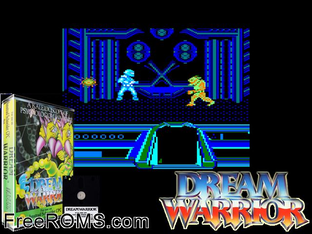 Dream Warrior (UK) (1988) Amstrad CPC game showing 3D box cover and gameplay screenshot