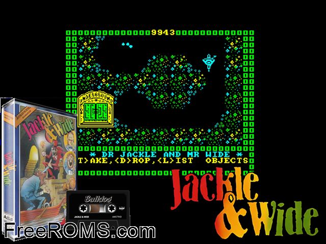 Dr Jackle and Mr Wide (UK) (1987) Amstrad CPC game showing 3D box cover and gameplay screenshot
