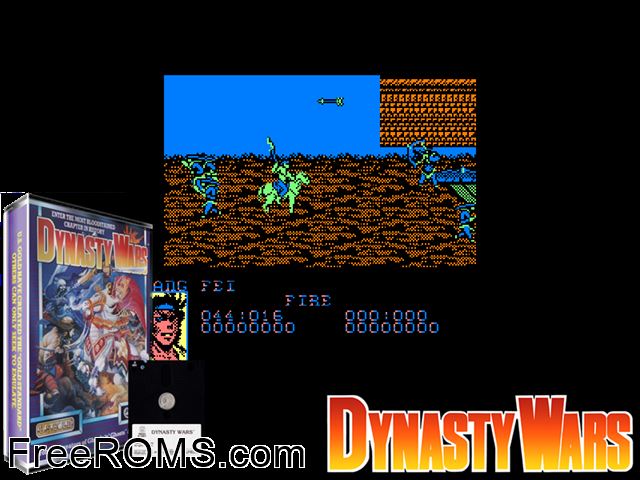 Dynasty Wars (UK) (1990) Amstrad CPC game showing 3D box cover and gameplay screenshot