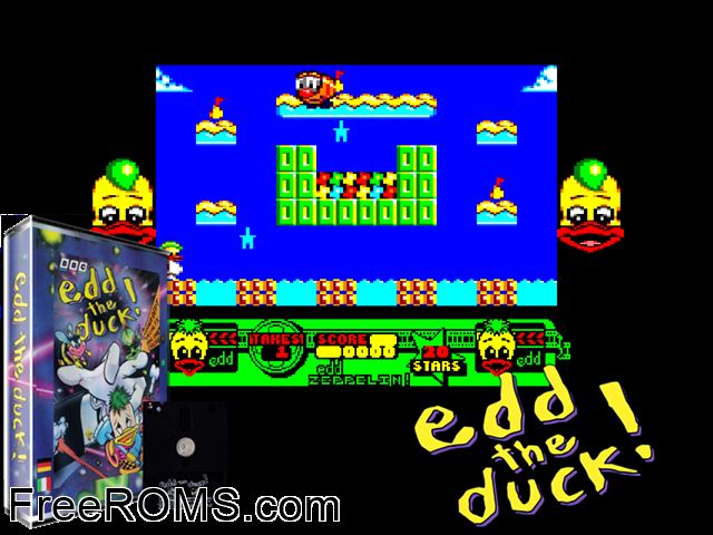 Edd The Duck (UK) (1990) Amstrad CPC game showing 3D box cover and gameplay screenshot