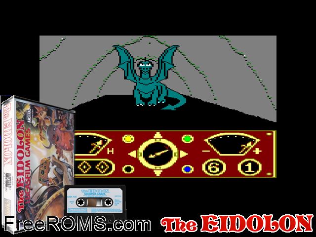 Eidolon, The (UK) (1986) Amstrad CPC game showing 3D box cover and gameplay screenshot