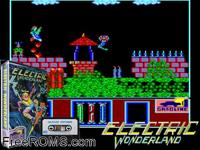 Electric Wonderland (UK) (1986) Amstrad CPC game showing 3D box cover and gameplay screenshot