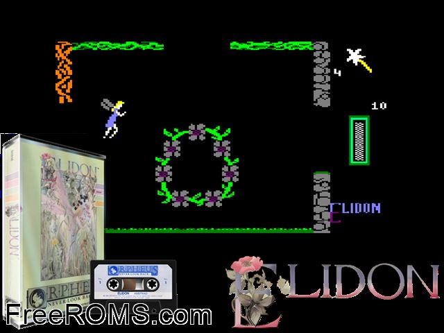 Elidon (UK) (1985) Amstrad CPC game showing 3D box cover and gameplay screenshot