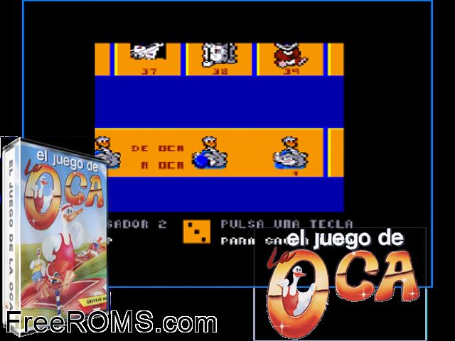 El Juego de la Oca (S) (1989) Amstrad CPC game showing 3D box cover and gameplay screenshot
