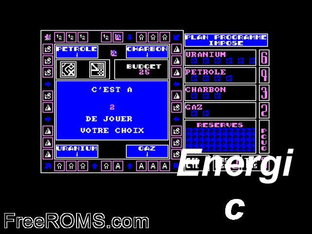 Energic (F) (1986) Amstrad CPC game showing 3D box cover and gameplay screenshot