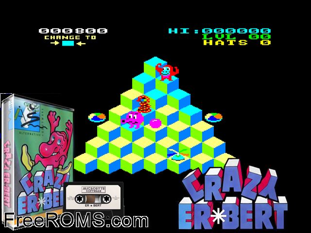 Er-Bert (UK) (1984) Amstrad CPC game showing 3D box cover and gameplay screenshot