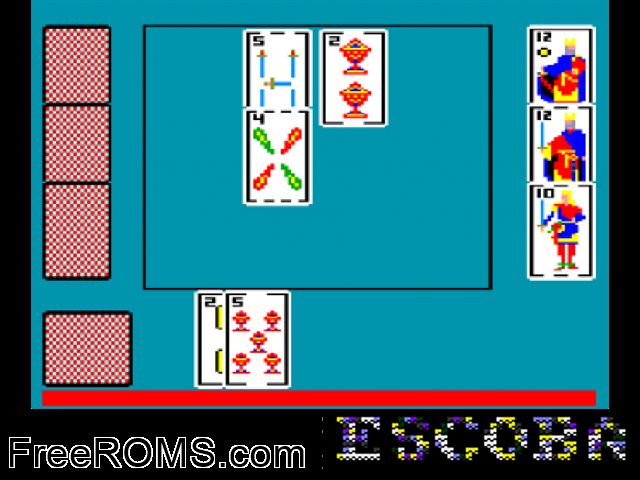 Escoba (S) (19xx) Amstrad CPC game showing 3D box cover and gameplay screenshot