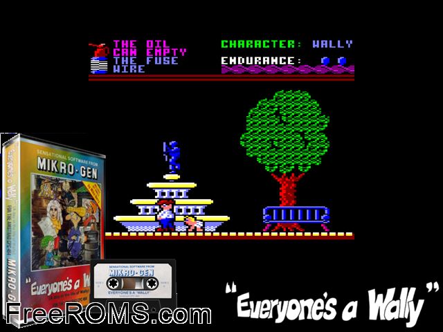 Everyone's A Wally - Meet The Gang (UK) (1985) Amstrad CPC game showing 3D box cover and gameplay screenshot