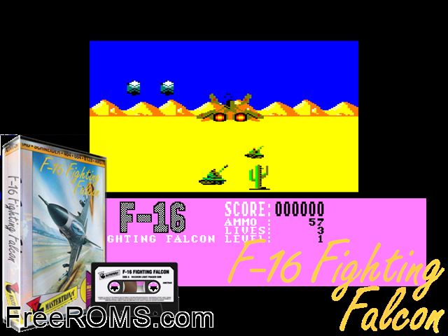 F16 Fighting Falcon 2 (UK) (1987) Amstrad CPC game showing 3D box cover and gameplay screenshot