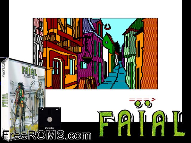 Faial (F) (1986) Amstrad CPC game showing 3D box cover and gameplay screenshot
