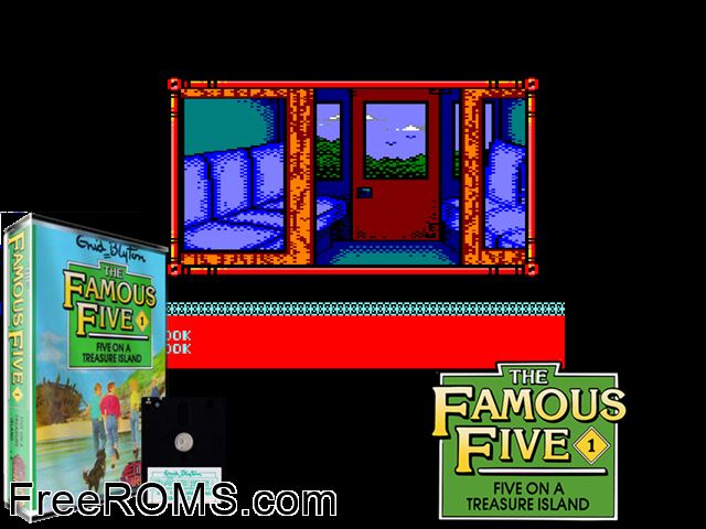 Famous 5, The (UK) (1990) Amstrad CPC game showing 3D box cover and gameplay screenshot