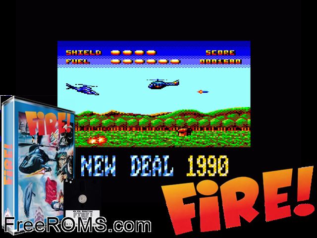 Fire (UK) (1990) Amstrad CPC game showing 3D box cover and gameplay screenshot